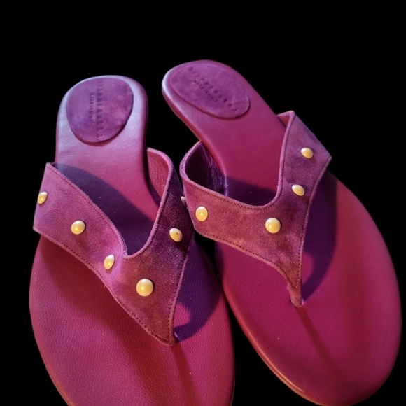 Gianni Marra Vero Cuoio Leather Italian Sandals with Pearl Accents Size 39 8.5 - Picture 2 of 4